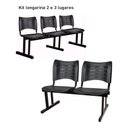 Ver imagem 1 de Kit 02 Cadeiras para Recepção 2 e 3 Lugares na Cor Preta