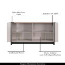 Ver imagem 3 de Buffet Aparador Decorativo 160cm Destin Off White/Preto G73 - Gran Belo