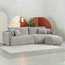 Ver imagem 1 de Conjunto Sofá 280cm e Puff Comfy CabeCasa MadeiraOriginals Cinza Mescla