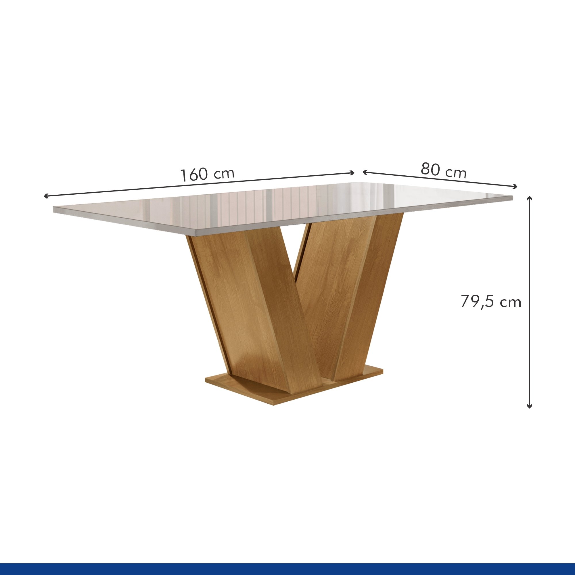 Conjunto Sala de Jantar Mesa 160x80cm Tampo MDF/Vidro com 6 Cadeiras Espanha Yescasa - 7