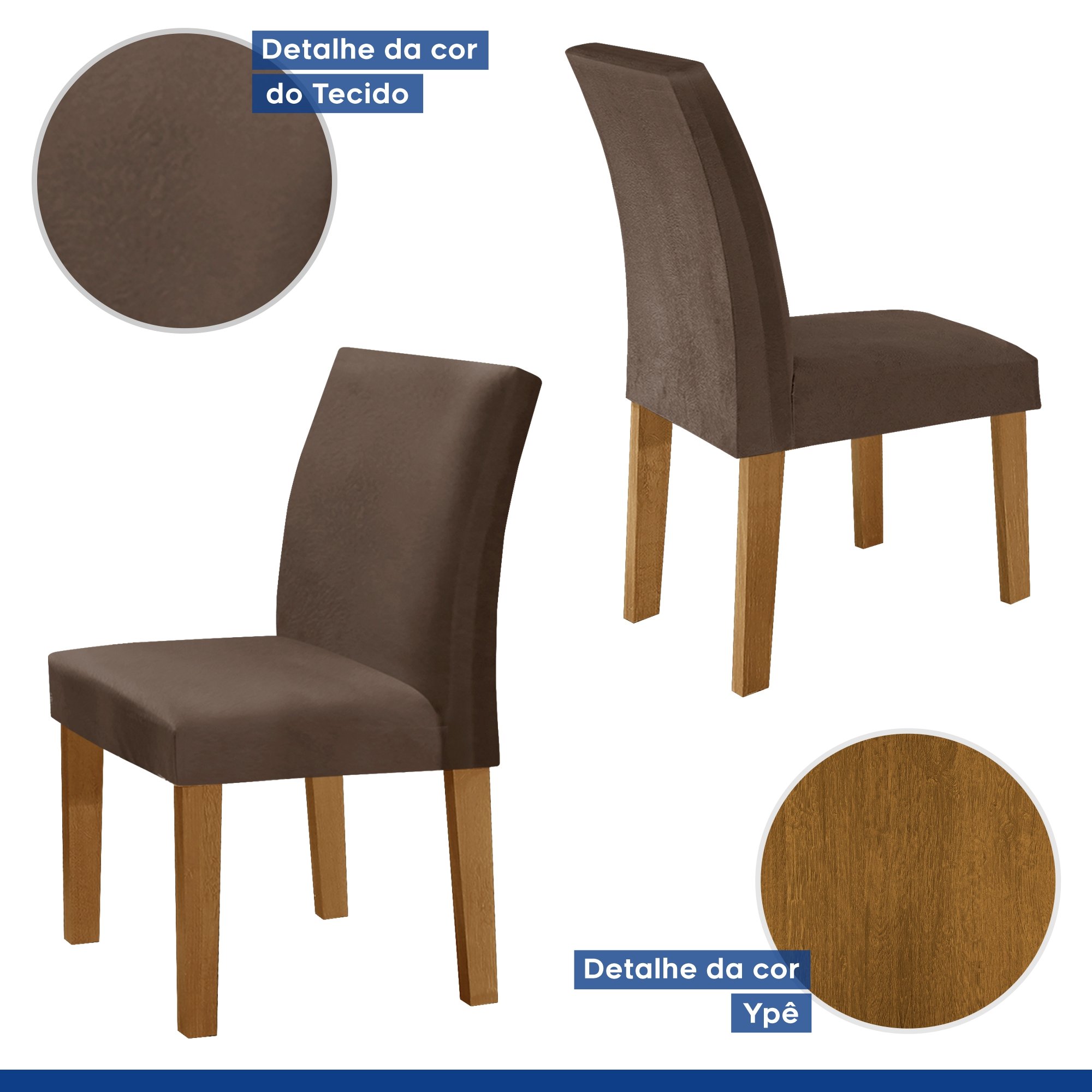 Conjunto Sala de Jantar Mesa 160x80cm Tampo MDF/Vidro com 6 Cadeiras Espanha Yescasa - 6