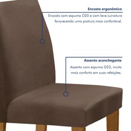 Conjunto Sala de Jantar Mesa 160x80cm Tampo MDF/Vidro com 6 Cadeiras Espanha Yescasa - 6