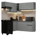 Ver imagem 3 de Armário de Cozinha Completa de Canto Suspenso 325cm Cinza Nice Madesa 05