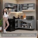 Ver imagem 6 de Armário de Cozinha Completa de Canto Suspenso 325cm Cinza Nice Madesa 05
