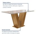 Ver imagem 3 de Conjunto Sala de Jantar Mesa 6 Cadeiras Tampo de Vidro Espanha Yescasa Marrom Cinamomo/Off White/Bege