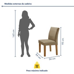Conjunto Sala de Jantar Mesa 160x80cm Tampo MDF/Vidro com 6 Cadeiras Espanha Yescasa - 10