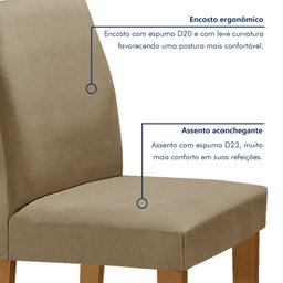 Conjunto Sala de Jantar Mesa 160x80cm Tampo MDF/Vidro com 6 Cadeiras Espanha Yescasa - 6