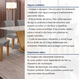 Conjunto Sala de Jantar Mesa 160x80cm Tampo MDF/Vidro com 6 Cadeiras Espanha Yescasa - 13