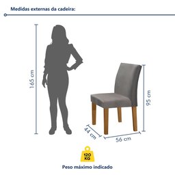 Conjunto Sala de Jantar Mesa 160x80cm Tampo MDF/Vidro com 6 Cadeiras Espanha Yescasa - 10