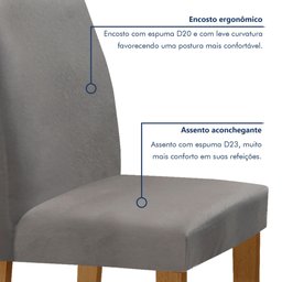 Conjunto Sala de Jantar Mesa 160x80cm Tampo MDF/Vidro com 6 Cadeiras Espanha Yescasa - 6