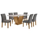 Ver imagem 2 de Conjunto Sala de Jantar Mesa 160x80cm Tampo MDF/Vidro com 6 Cadeiras Espanha Yescasa