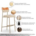 Ver imagem 3 de Kit 2 Banquetas Baixa Sala de Jantar Lisa Pés Champanhe Linho/PU Bege/Caramelo m² - Monari Design