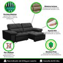 Ver imagem 7 de Sofa Retratil Reclinavel 2 Lugares 1,80m Crystal Veludo Grafite Lansofbr