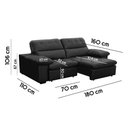 Ver imagem 6 de Sofa Retratil Reclinavel 2 Lugares 1,80m Crystal Veludo Grafite Lansofbr