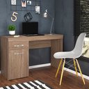 Ver imagem 2 de Escrivaninha Mesa P/ Computador Havana com Porta Nogal Home Office Escritório - Bela Móveis