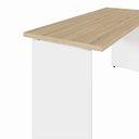 Ver imagem 5 de Mesa Escrivaninha 30mm 150cm em L com Gaveteiro Pés Painel F5 Office Cor:Macadâmia com Branco