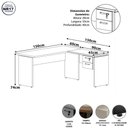 Ver imagem 3 de Mesa Escrivaninha 30mm 150cm em L com Gaveteiro Pés Painel F5 Office Cor:Macadâmia com Branco