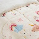 Ver imagem 2 de Coberdrom Solteiro Carrosel Kids Manta Flannel Sherpa Infantil Premium Toque Macio - Unicórnio
