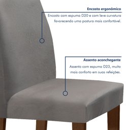 Conjunto Sala de Jantar Mesa 160x80cm Tampo Mdf/vidro com 6 Cadeiras Espanha Yescasa - 6