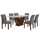 Ver imagem 3 de Conjunto Sala de Jantar Mesa 160x80cm Tampo MDF/Vidro com 6 Cadeiras Espanha Yescasa
