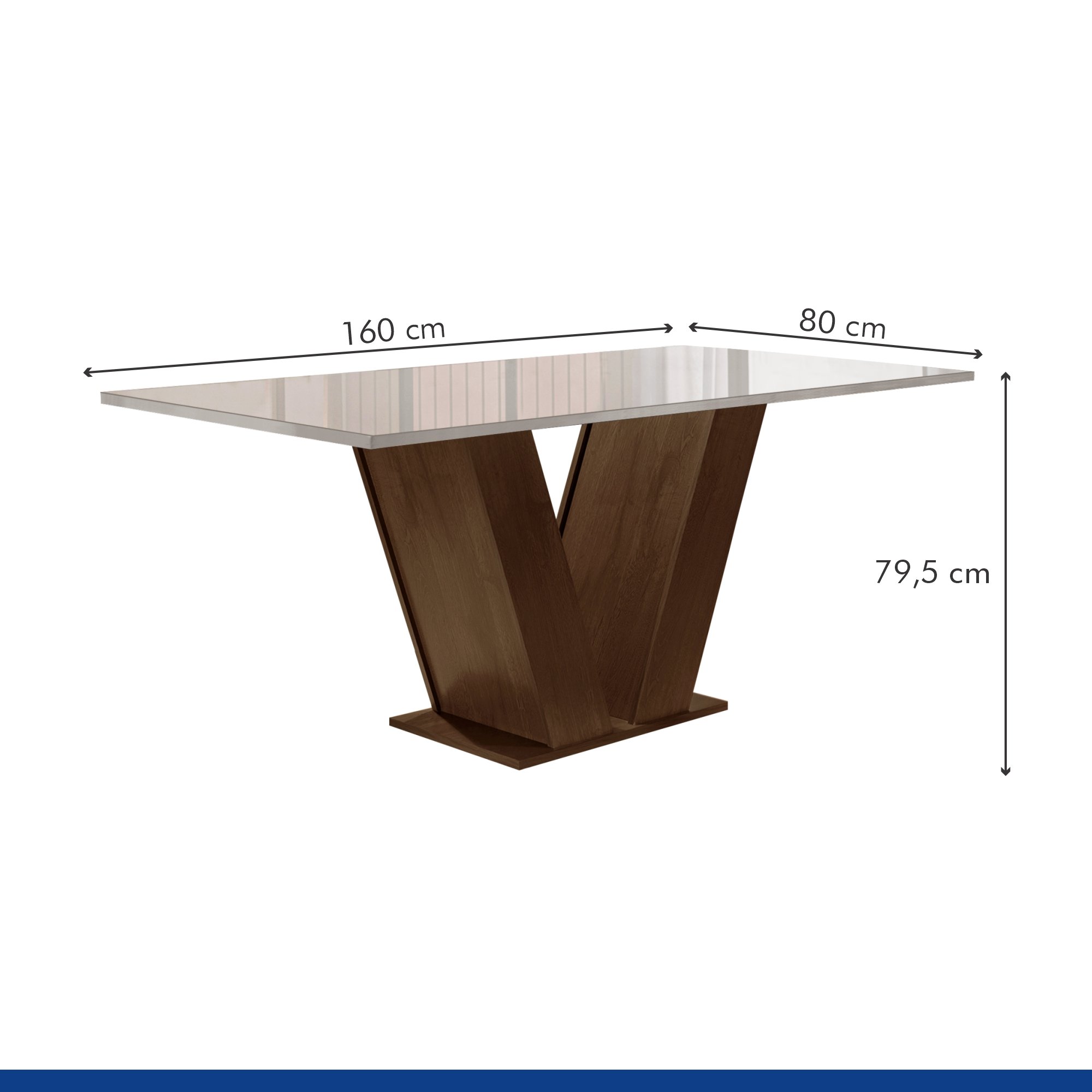 Conjunto Sala de Jantar Mesa 160x80cm Tampo MDF/Vidro com 6 Cadeiras Espanha Yescasa - 7