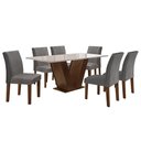 Ver imagem 2 de Conjunto Sala de Jantar Mesa 160x80cm Tampo MDF/Vidro com 6 Cadeiras Espanha Yescasa