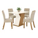 Ver mais imagens de Conjunto Sala Jantar Lupita Casa 812 Mesa 120cm Tampo MDF Vidro 4 Cadeiras Estofadas Moderno