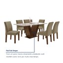 Ver mais imagens de Conjunto Sala de Jantar Mesa 6 Cadeiras Tampo de Vidro Espanha Yescasa Marrom Chocolate/Off White/Bege