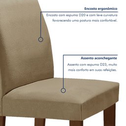 Conjunto Sala de Jantar 1 Mesa 160x80cm Tampo MDF/Vidro 6 Cadeiras Espanha Yescasa - 6