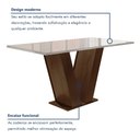 Ver imagem 3 de Conjunto Sala de Jantar Mesa 6 Cadeiras Tampo de Vidro Espanha Yescasa Marrom Chocolate/Off White/Bege
