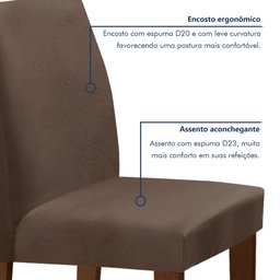 Conjunto Sala de Jantar 1 Mesa 160x80cm Tampo MDF/Vidro 6 Cadeiras Espanha Yescasa - 6