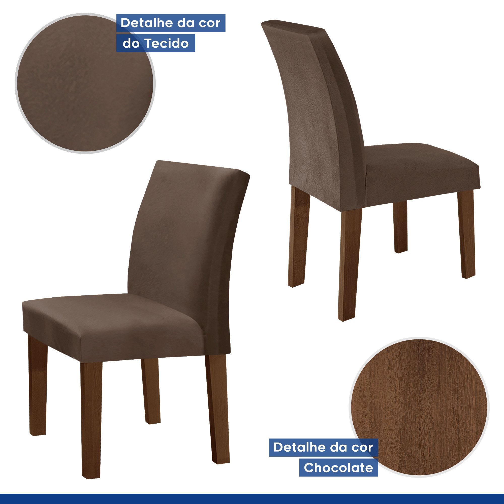 Conjunto Sala de Jantar 1 Mesa 160x80cm Tampo MDF/Vidro 6 Cadeiras Espanha Yescasa - 6