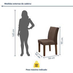 Conjunto Sala de Jantar 1 Mesa 160x80cm Tampo MDF/Vidro 6 Cadeiras Espanha Yescasa - 10