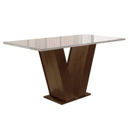 Conjunto Sala de Jantar 1 Mesa 160x80cm Tampo MDF/Vidro 6 Cadeiras Espanha Yescasa - 11