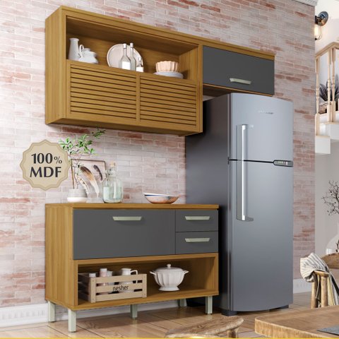 Cozinha 2 Peças Ripado Nesher Princesa 100% Mdf