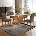 Ver imagem 1 de Conjunto Sala de Jantar 1 Mesa 120x80cm Tampo Mdf/vidro 4 Cadeiras Espanha Yescasa