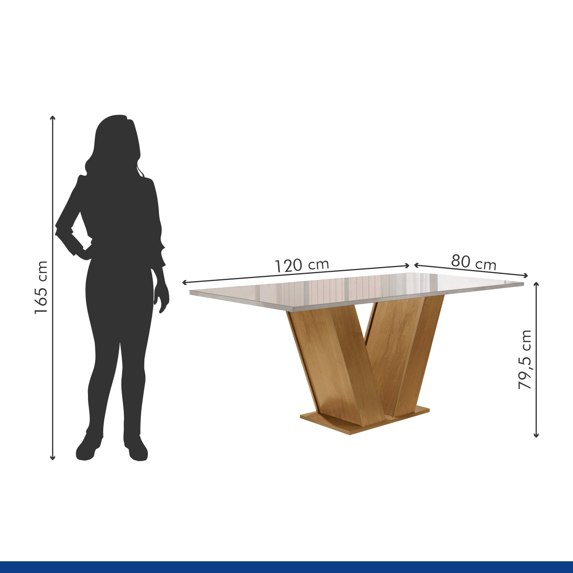 Conjunto Sala de Jantar 1 Mesa 120x80cm Tampo MDF/Vidro 4 Cadeiras Espanha Yescasa - 7