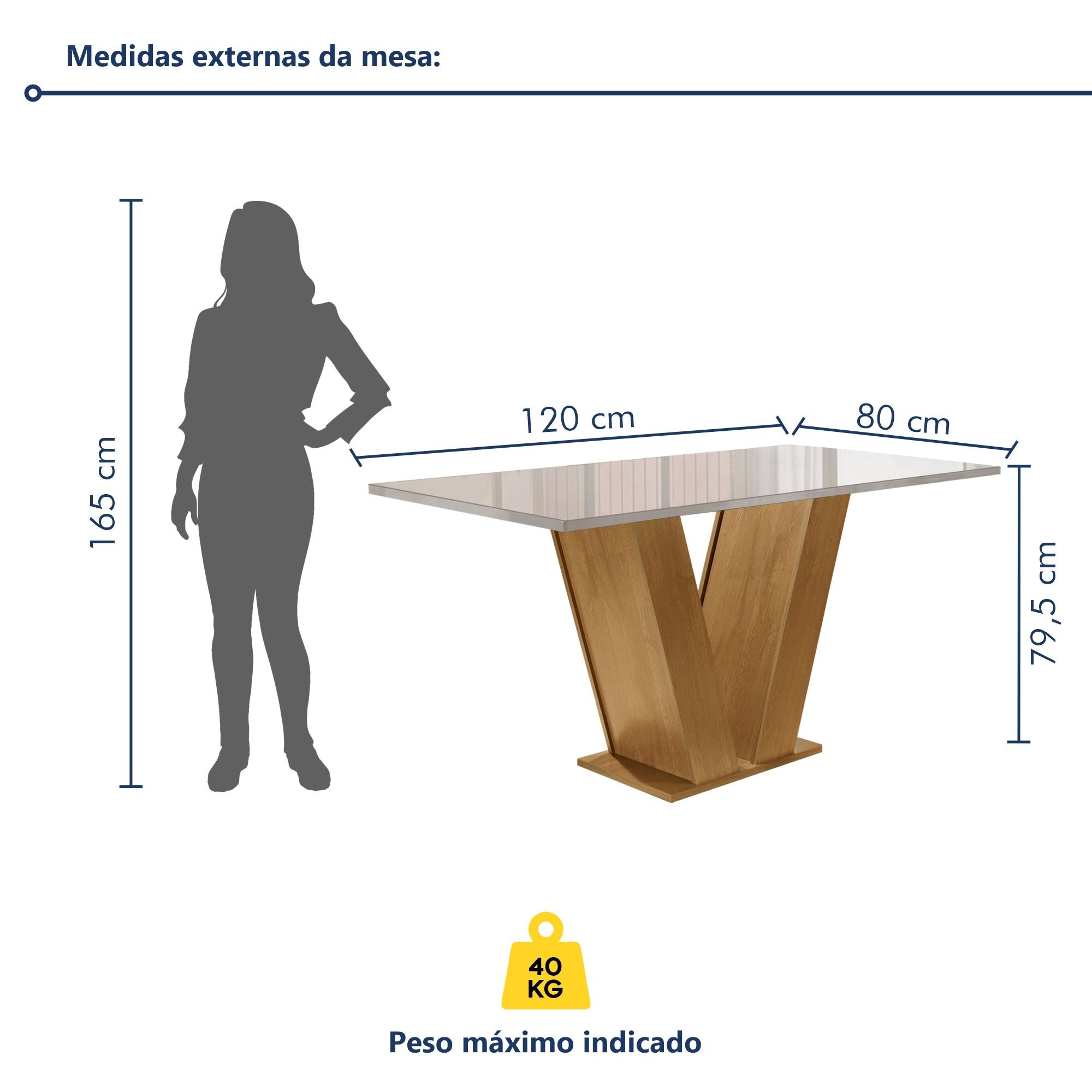 Conjunto Sala de Jantar Mesa 120x80cm Tampo MDF com 4 Cadeiras Espanha Yescasa - 9