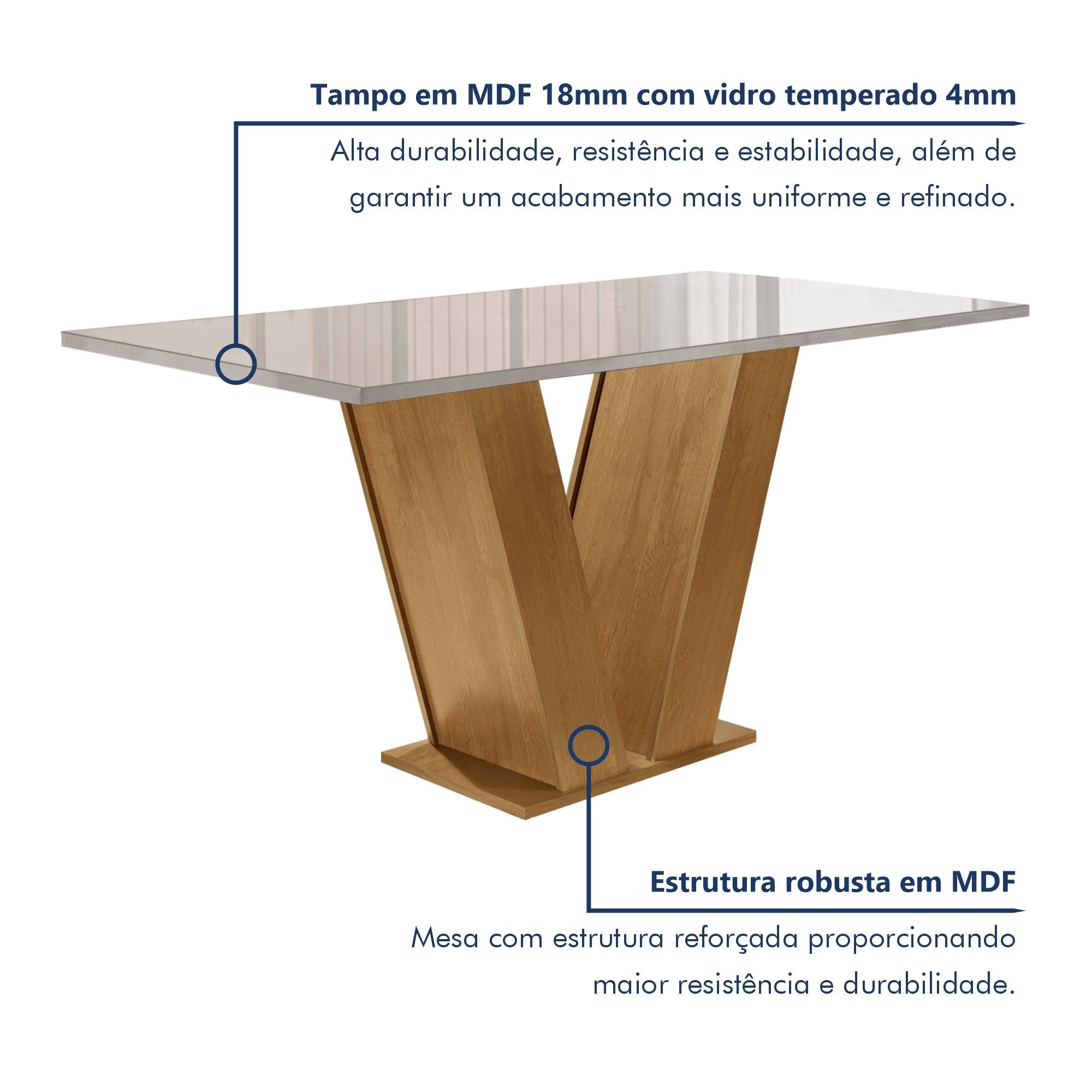 Conjunto Sala de Jantar Mesa 120x80cm Tampo MDF com 4 Cadeiras Espanha Yescasa - 2