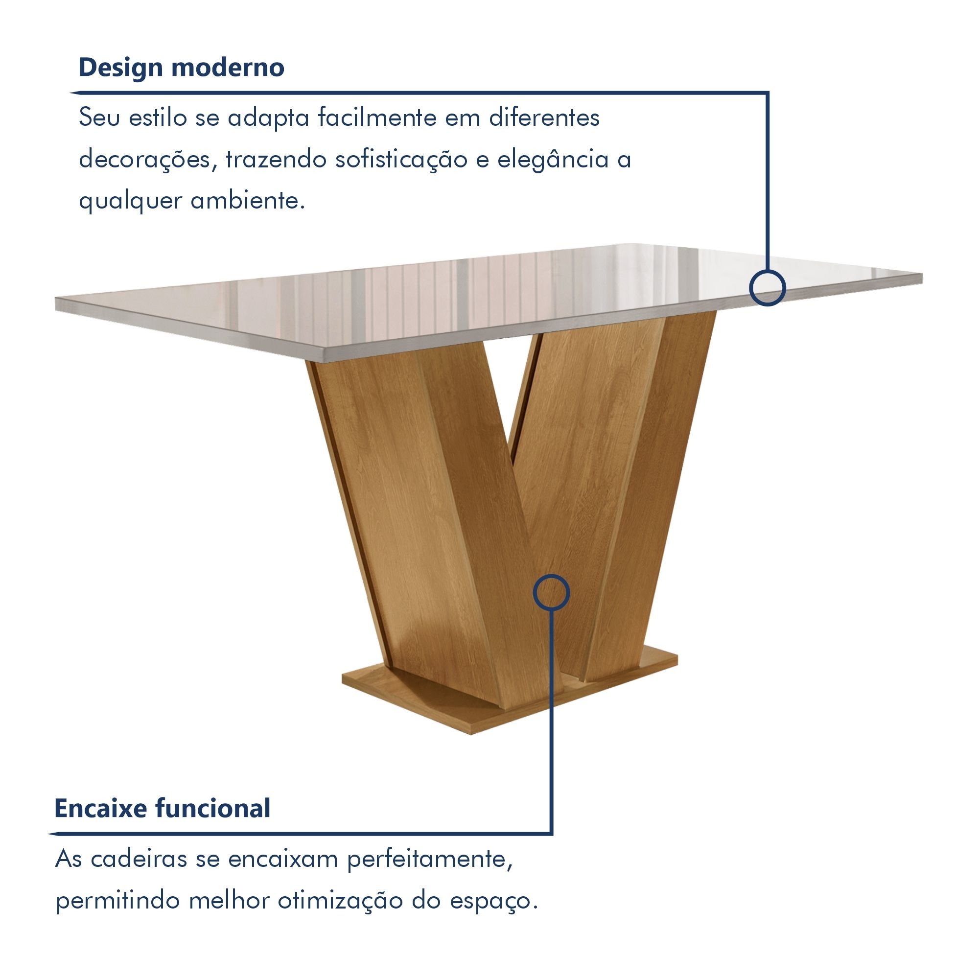 Conjunto Sala de Jantar Mesa 120x80cm Tampo MDF com 4 Cadeiras Espanha Yescasa - 3