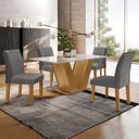 Ver imagem 1 de Conjunto Sala de Jantar Mesa 120x80cm Tampo MDF/Vidro com 4 Cadeiras Espanha Yescasa