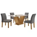 Ver imagem 2 de Conjunto Sala de Jantar Mesa 120x80cm Tampo MDF/Vidro com 4 Cadeiras Espanha Yescasa