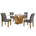 Ver imagem 3 de Conjunto Sala de Jantar Mesa 120x80cm Tampo MDF/Vidro com 4 Cadeiras Espanha Yescasa