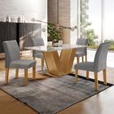 Ver imagem 1 de Conjunto Sala de Jantar Mesa 120x80cm Tampo Mdf/vidro com 4 Cadeiras Espanha Yescasa