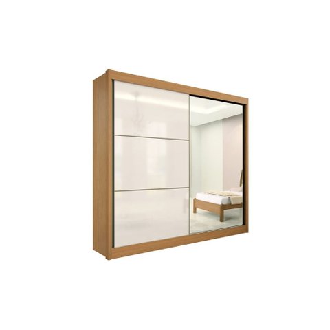 Guarda Roupa Titanium 2 Portas 6 Gavetas com Espelho com Pés D Doro Cinamomo/off White