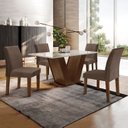 Ver imagem 1 de Conjunto Sala de Jantar Mesa 120x80cm Tampo MDF/Vidro com 4 Cadeiras Espanha Yescasa