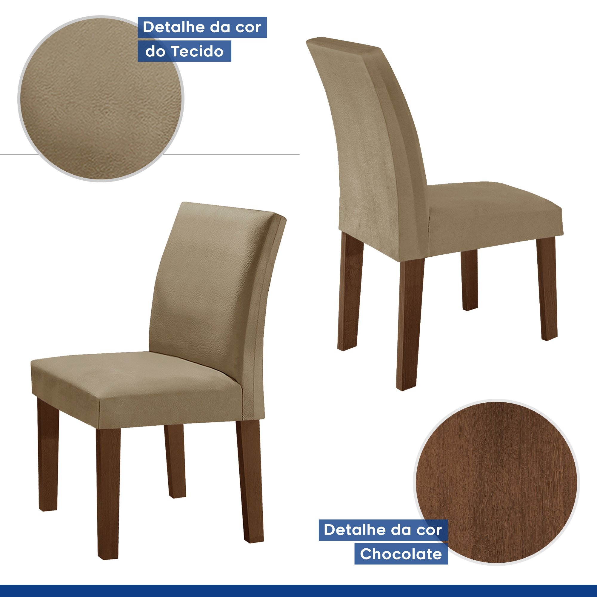 Conjunto Sala de Jantar Mesa 120x80cm Tampo MDF/Vidro com 4 Cadeiras Espanha Yescasa - 6