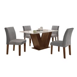 Conjunto Sala de Jantar Mesa 120x80cm Tampo Mdf/vidro com 4 Cadeiras Espanha Yescasa - 14