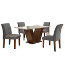 Ver imagem 3 de Conjunto Sala de Jantar Mesa 120x80cm Tampo MDF/Vidro com 4 Cadeiras Espanha Yescasa