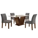 Ver imagem 2 de Conjunto Sala de Jantar Mesa 120x80cm Tampo MDF/Vidro com 4 Cadeiras Espanha Yescasa